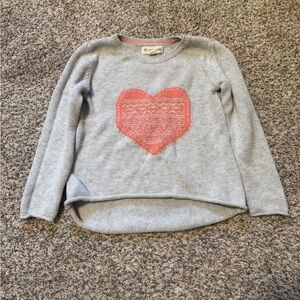 Gray Sweater with Pink Heart Design